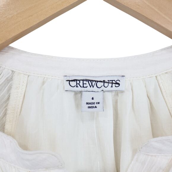 NWT Crewcuts Girls Embroidered Popover Dress In Airy Gauze Red Ivory Size 6 - Picture 5 of 9